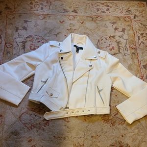 Forever 21 Fuax Leather Jacket White Size Sz M.  #C